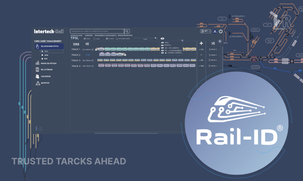 Railway yard management software interface showing real-time train movements and asset tracking