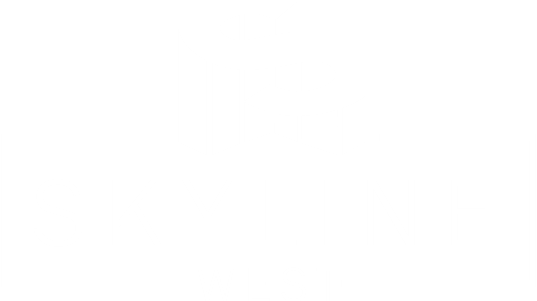 Skyline West white logo.