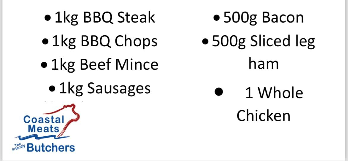 Weekender Pack of Meat for $100, With Various Cuts Displayed — Coastal Meats in Yeppoon, QLD