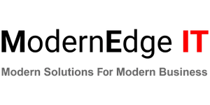 ModernEdge IT Logo for ModernEdge IT, featuring the company name in black and red text, with the slogan below in gray.