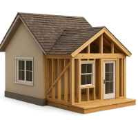 A small house with a room addition under construction
