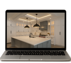A kitchen with wooden cabinets and a stove top oven