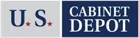 The logo for the u.s. cabinet depot is blue and white.