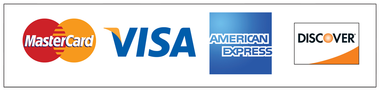Logos of payment methods: Mastercard, Visa, American Express, and Discover.