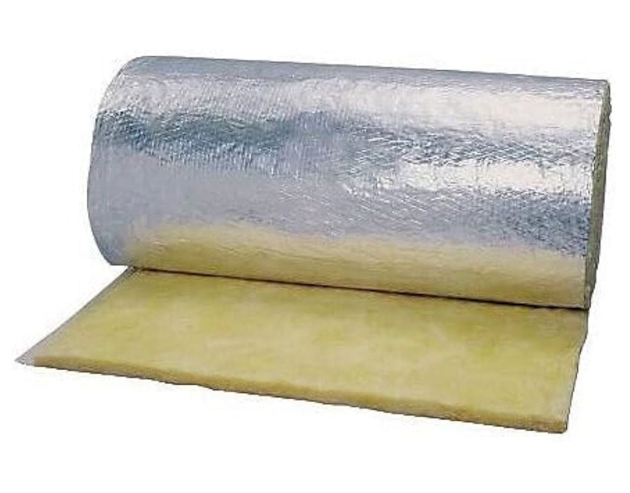 A roll of insulation is sitting on top of a white surface.