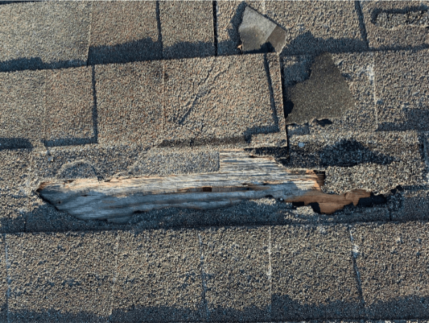 Roof damage that needs to be repaired