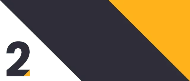 Number 2 in dark gray with a yellow accent on a geometric background of white, dark gray, and yellow.