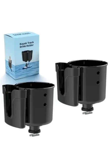 A pair of black cup holders with a box in the background.