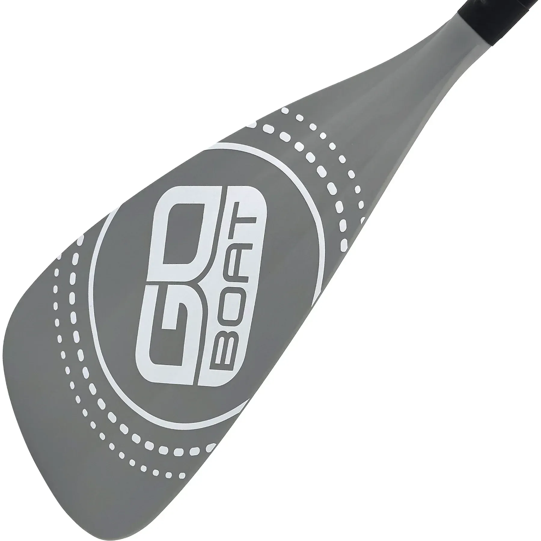 A gray paddle with the word boat on it
