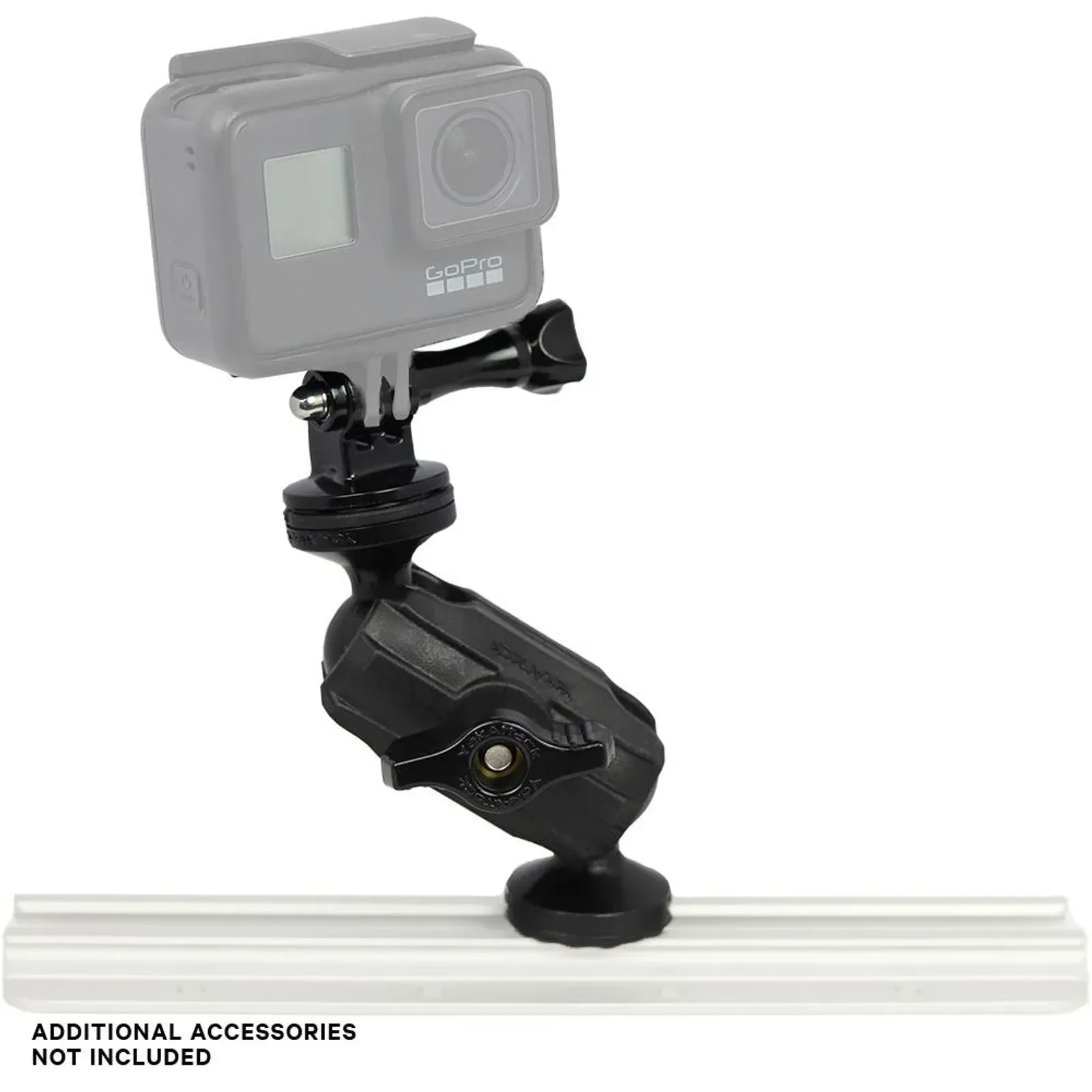 A gopro camera is attached to a ram mount.