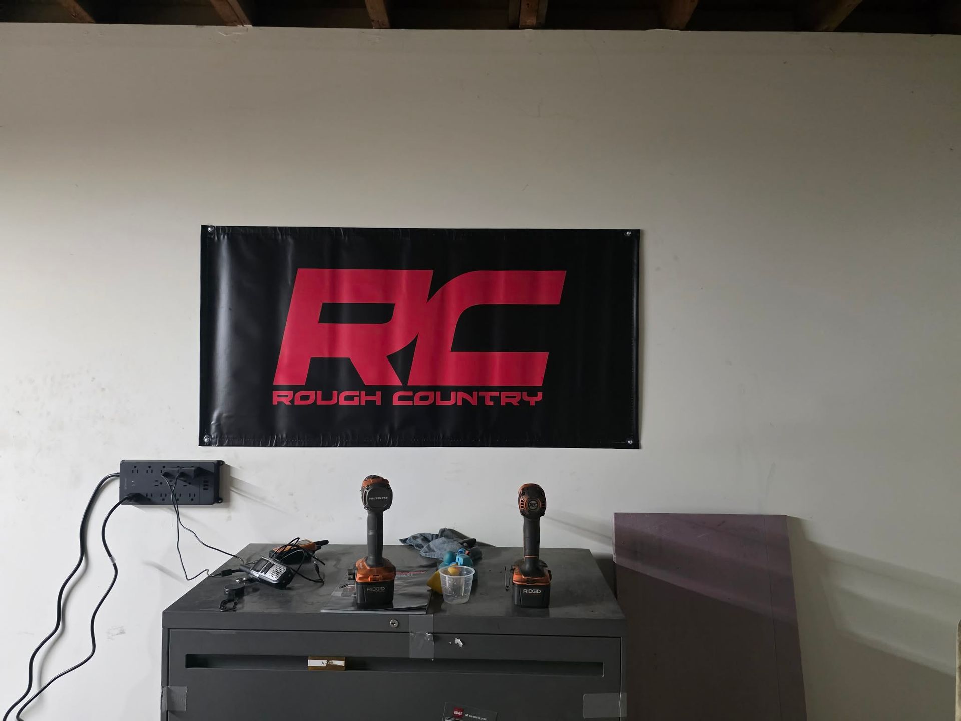 Black banner with red 