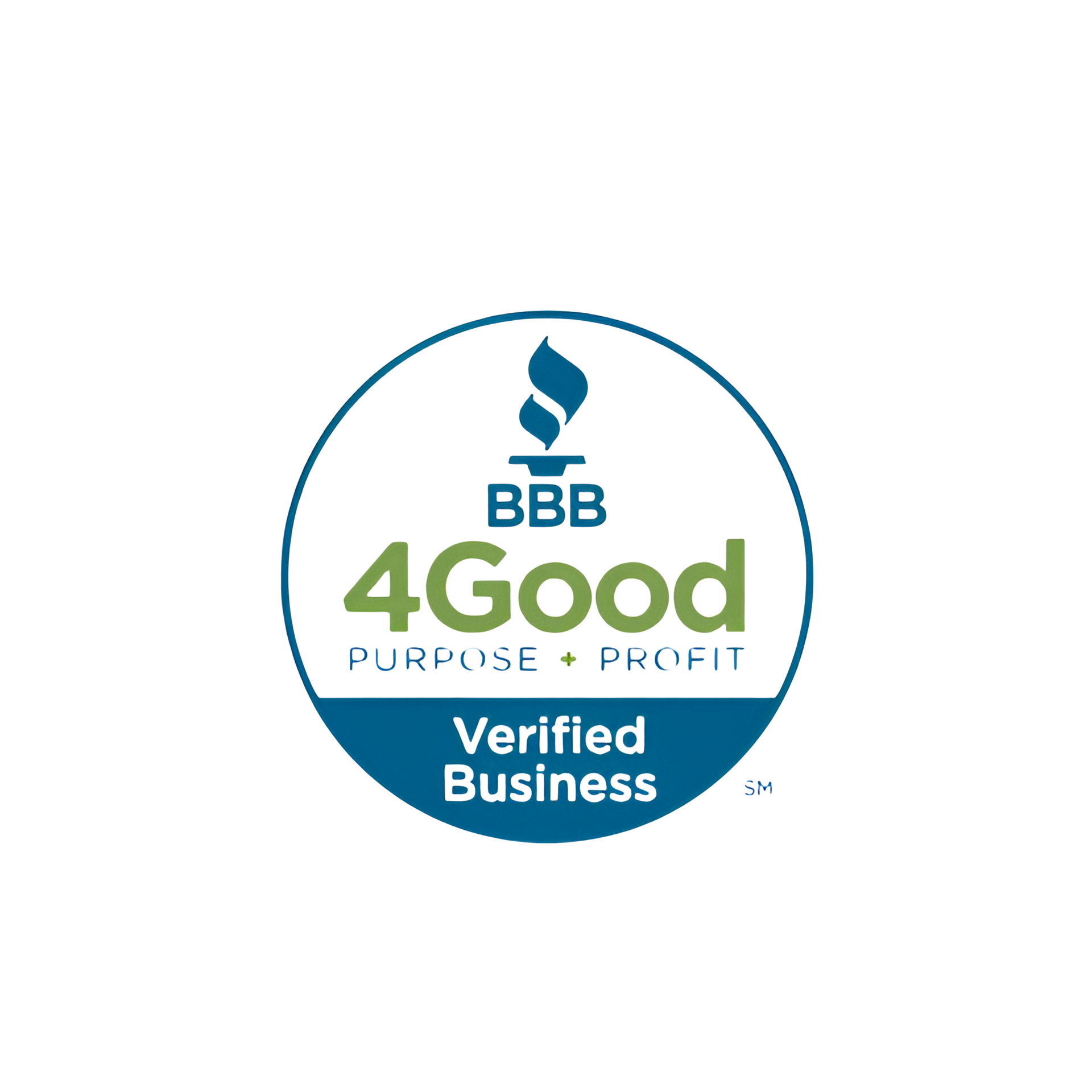 A bbb 4good verified business logo on a white background