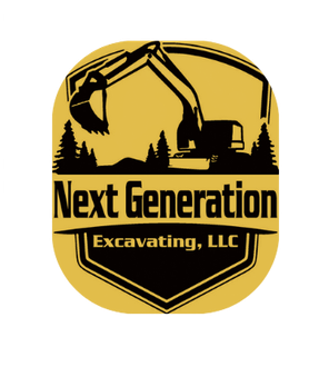 A yellow logo for next generation excavating llc