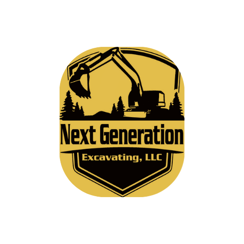 A yellow logo for next generation excavating llc
