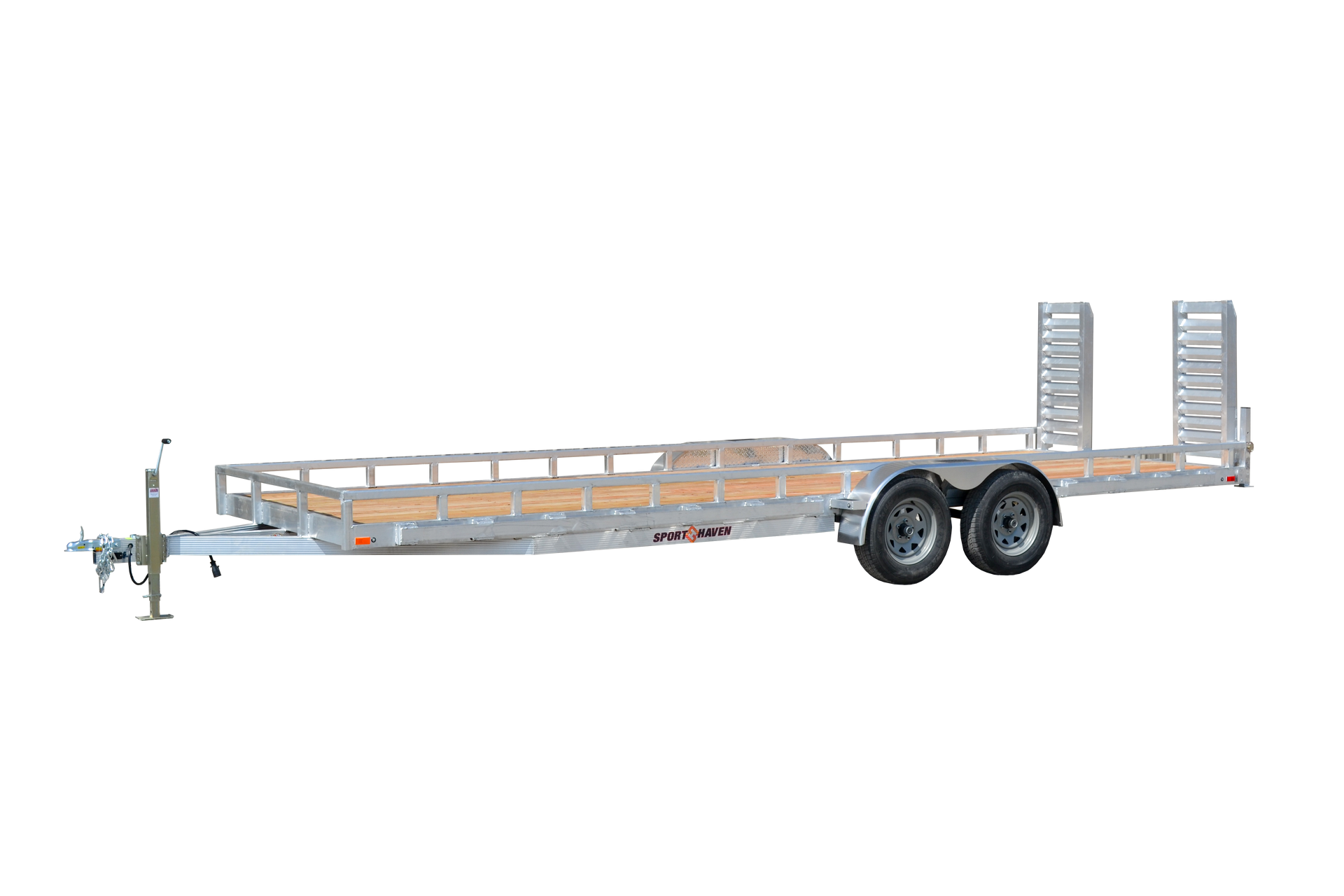 hd wood deck car trailer with rear ramps