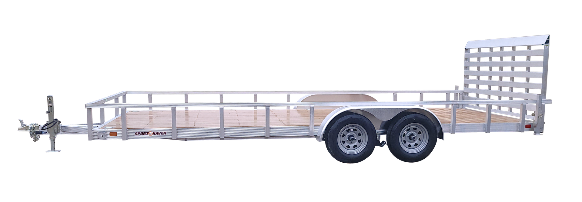 aut720t  wood deck utility trailer with ramp