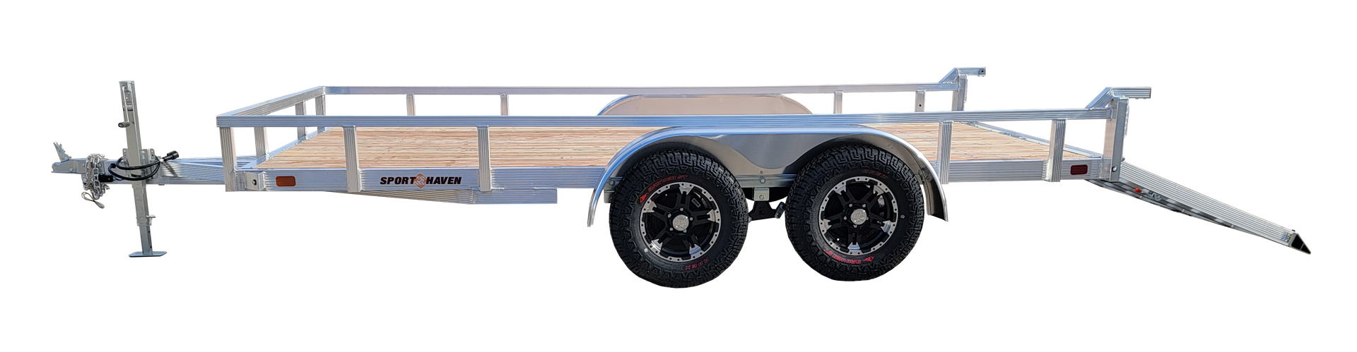 all terrain tire on aluminum utility trailer