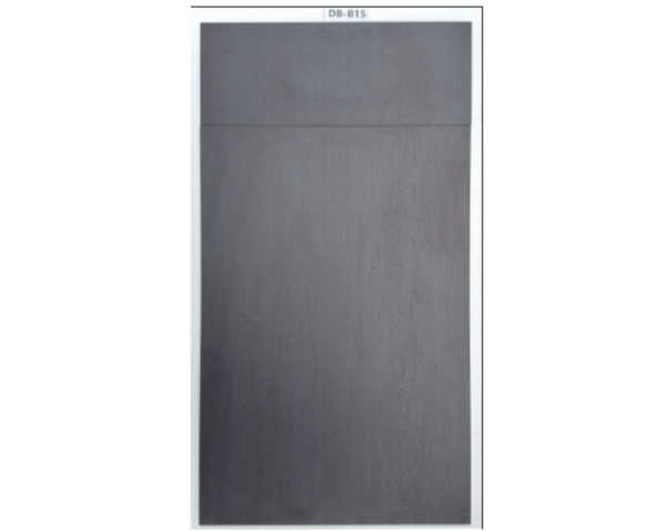 Dark gray, rectangular material with a slightly textured surface.