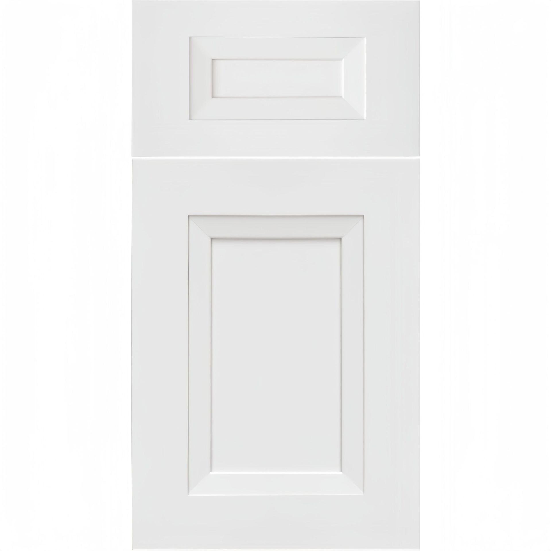 White kitchen cabinet door with rectangular panel detailing.