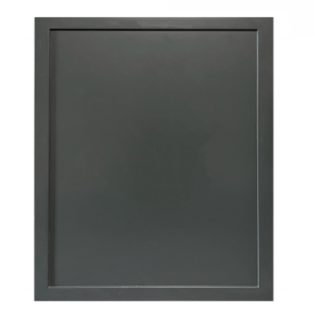 Gray framed, rectangular chalkboard.