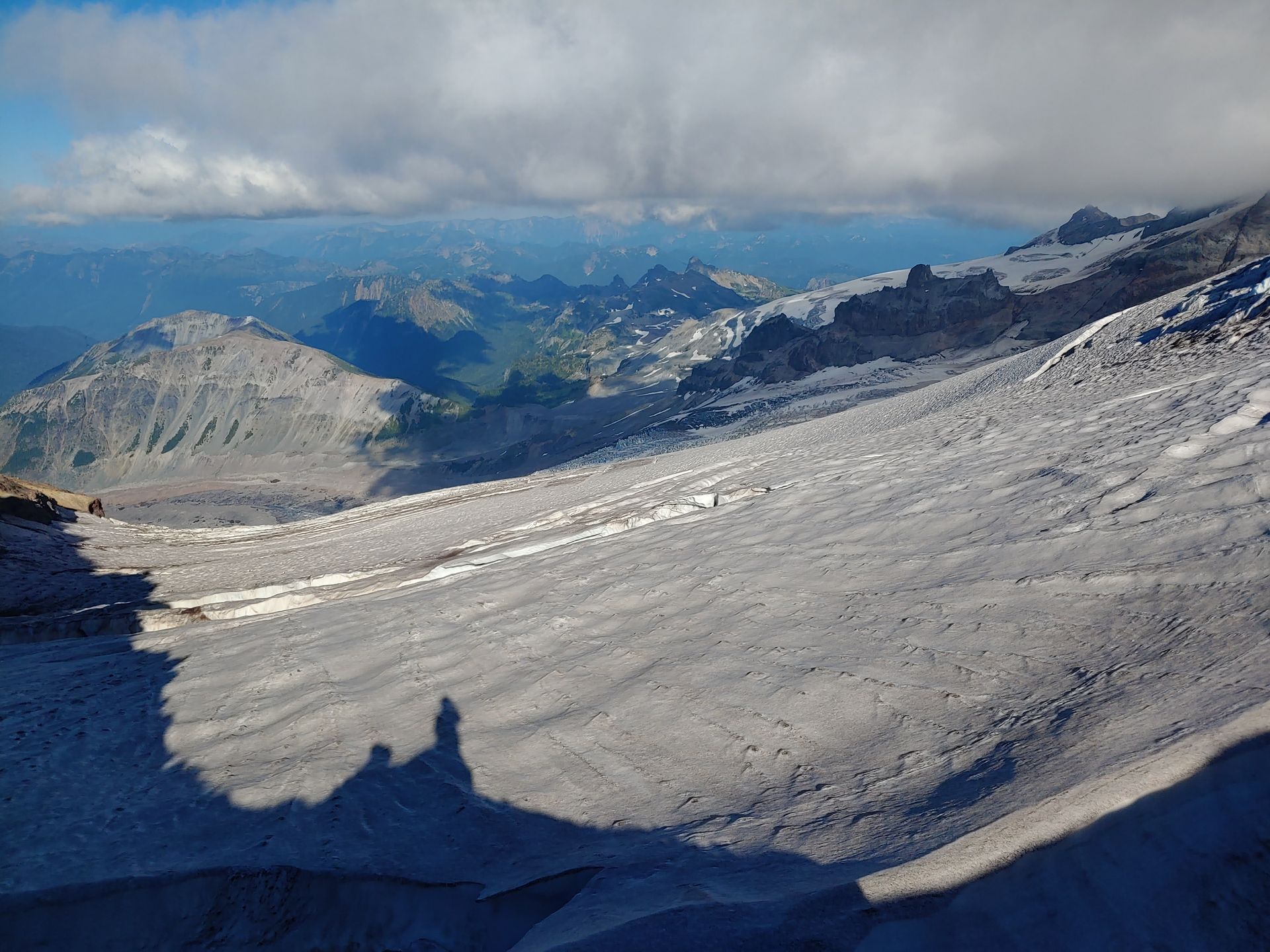 A view of the mountain surrounded by clouds
