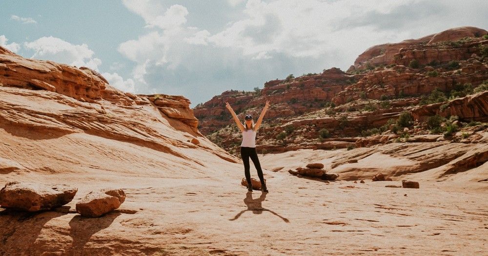 A woman enjoying the view at Neon Canyon