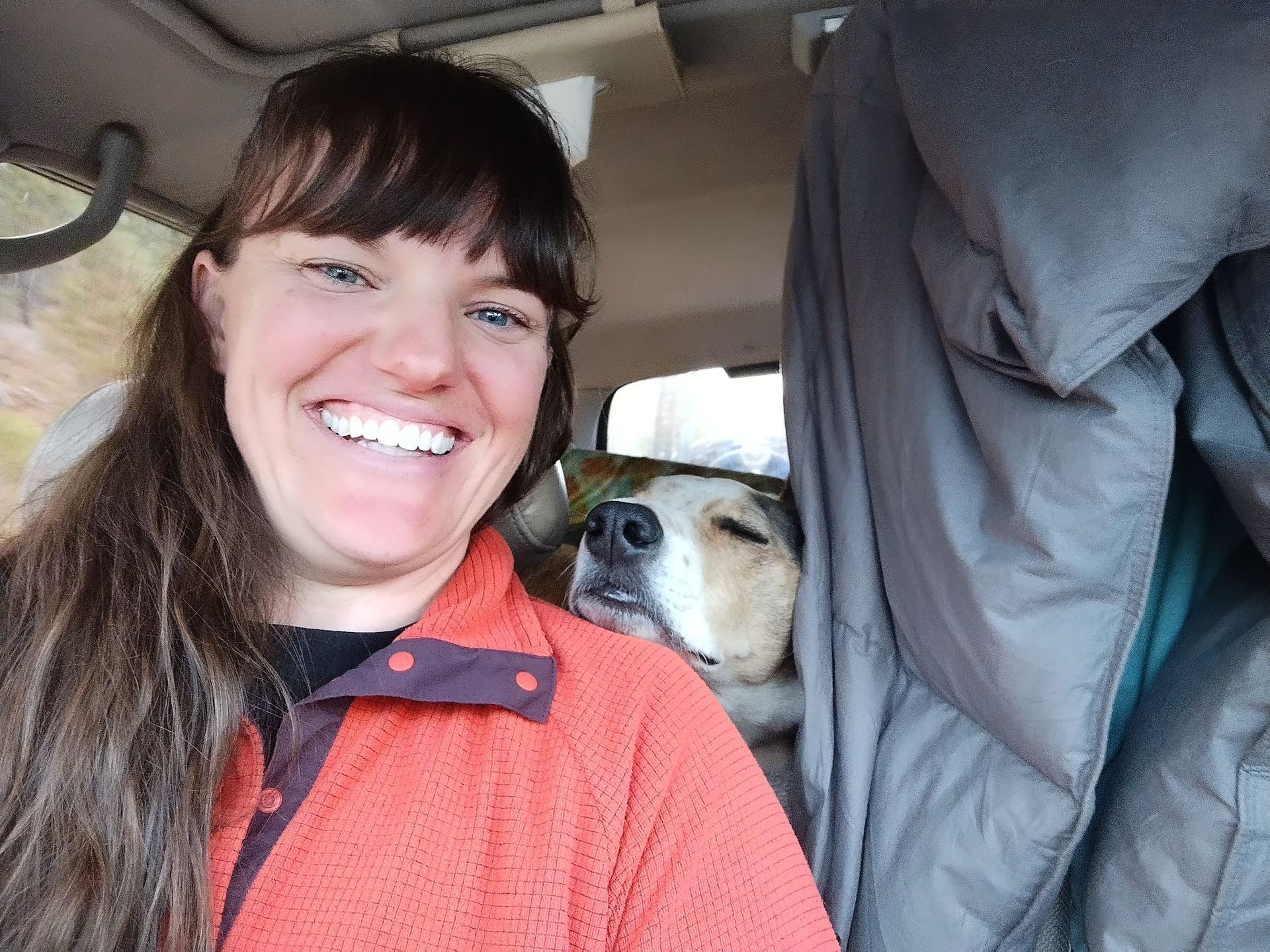 Wren is asleep on Jillian's shoulder