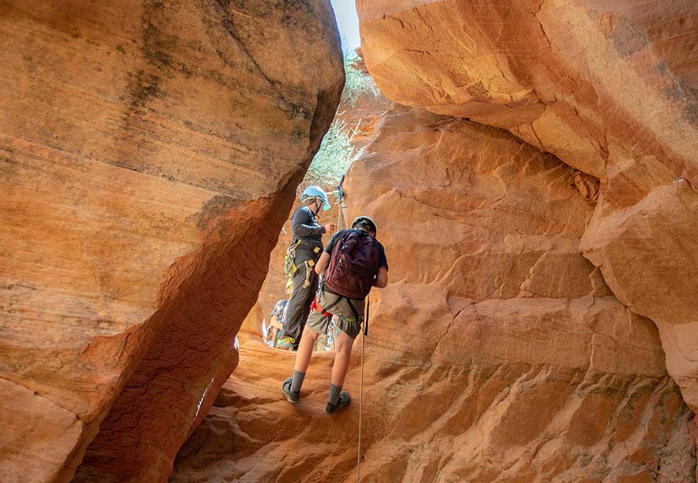 two people canyoneering