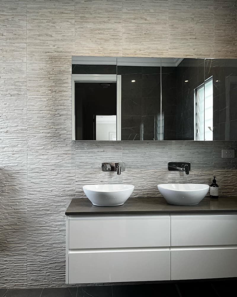 White And Grey Bathroom — Lake Macquarie Designer Kitchens In Lake Macquarie, NSW