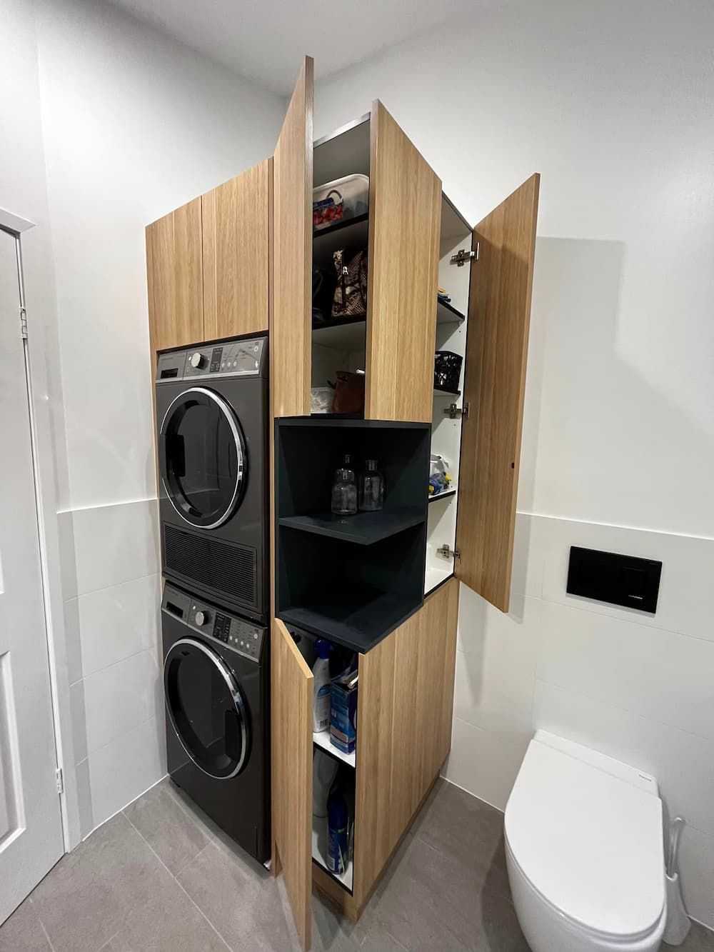 Bathroom With A Washer In It — Lake Macquarie Designer Kitchens In Morisset, NSW