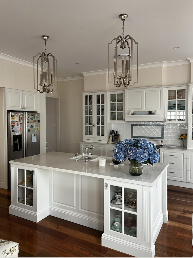 White Cupboards and Hampton style kitchen — Lake Macquarie Designer Kitchens In Morisset, NSW