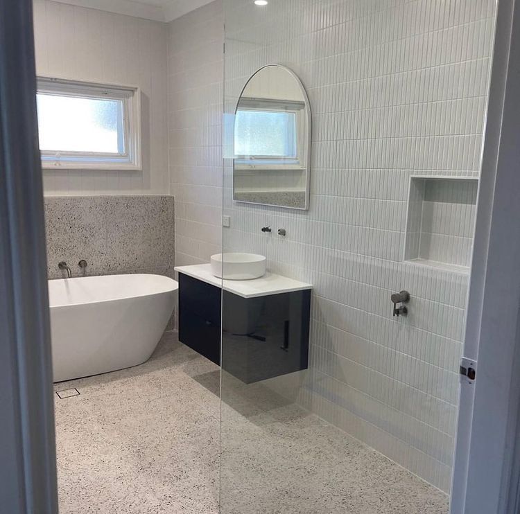Contemporary Design Bathroom With Tub Sink and Vanity — Lake Macquarie Designer Kitchens In Newcastle, NSW