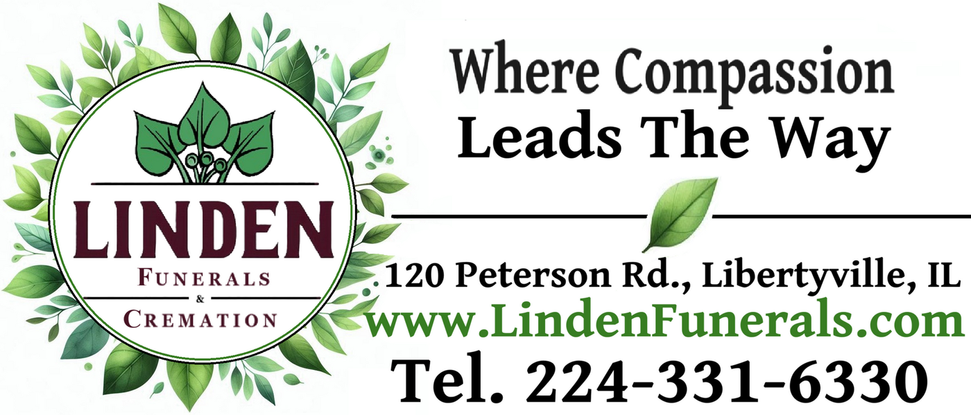 Logo for Linden Funerals, with address and phone number.