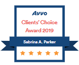 A badge that says avvo clients choice award 2019 sabrina a. parker