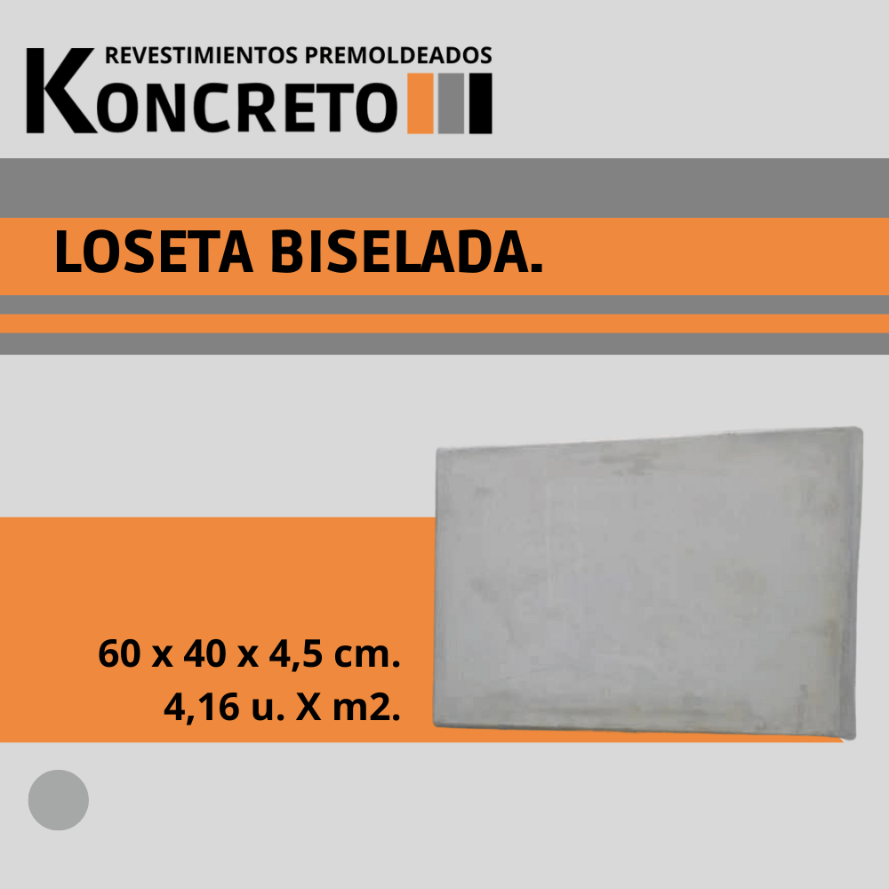 Un anuncio gris y naranja de loseta biselada