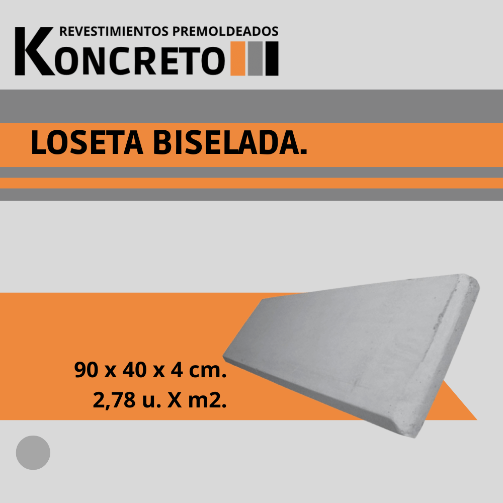 Un cartel para loseta biselada que mide 90 x 40 x 4 cm