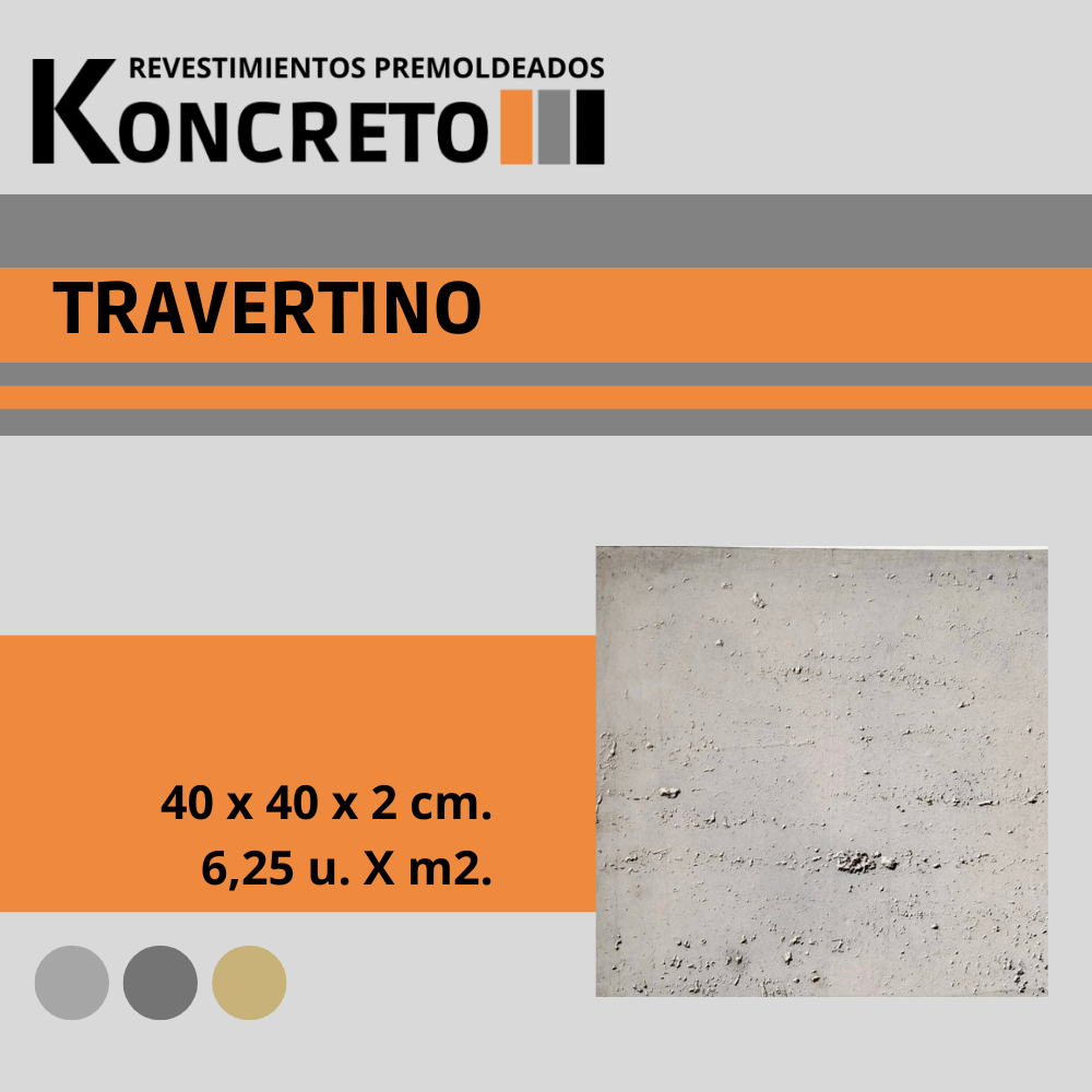 Una imagen de un azulejo de travertino de 40 x 40 x 2 cm