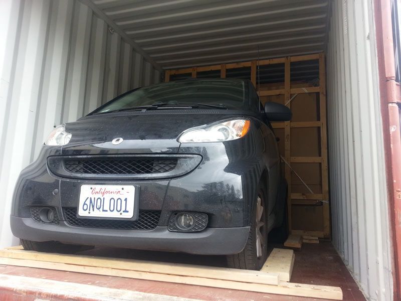 A Smart Car with a California License Plate is in a Shipping Container | San Rafael, CA | Earl Farnsworth Express