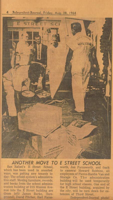 A Newspaper Article about Another Move to Street School | San Rafael, CA | Earl Farnsworth Express
