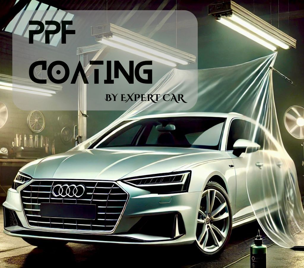 Luxury car with paint protection film applied for glossy finish and scratch resistance.