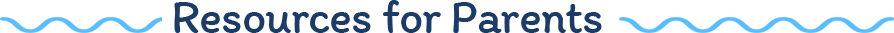 Resources for Parents, blue and white banner.