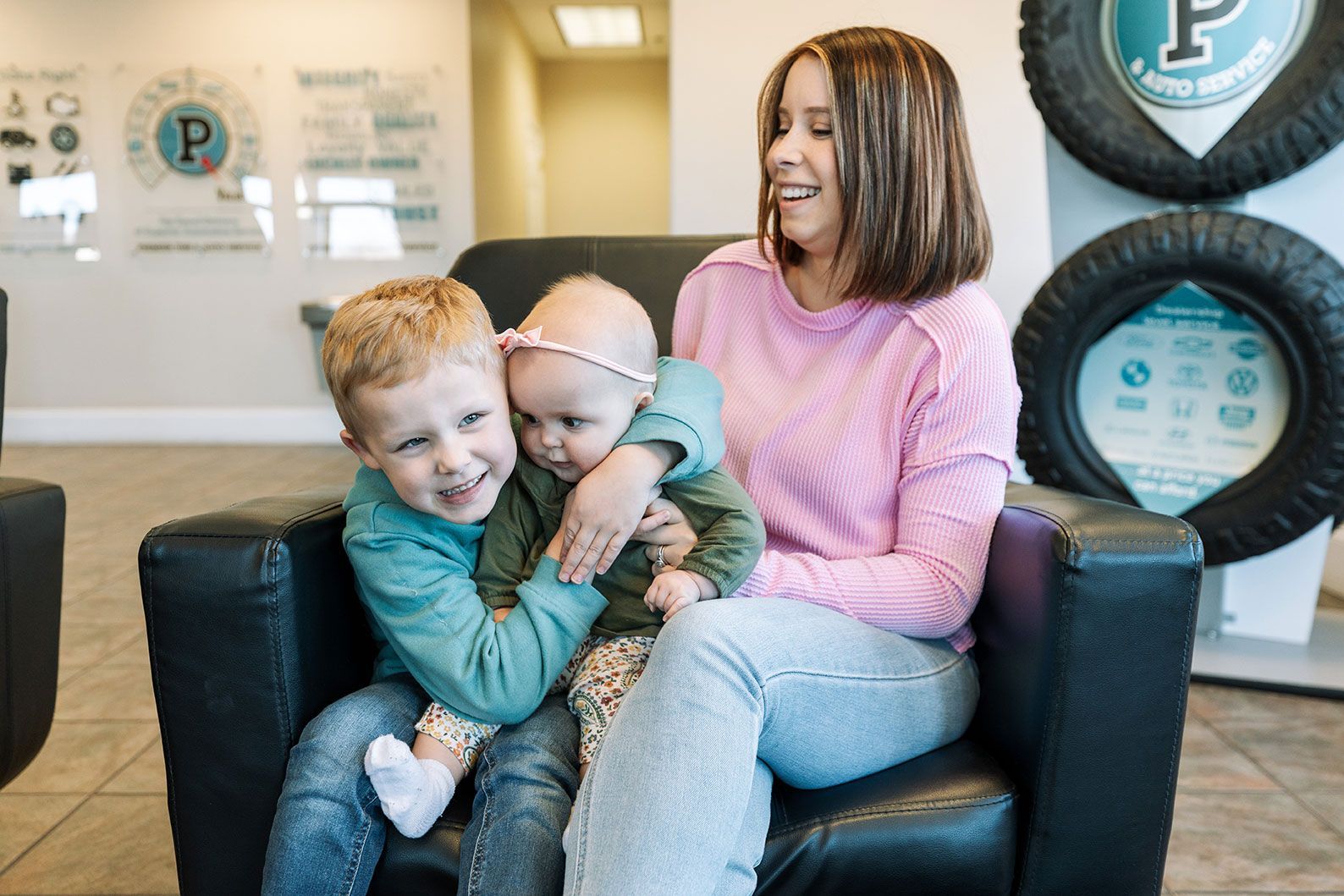 woman looking at car console