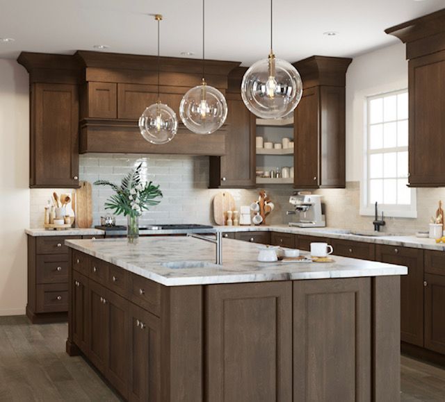 Traditional kitchen brown cabinets