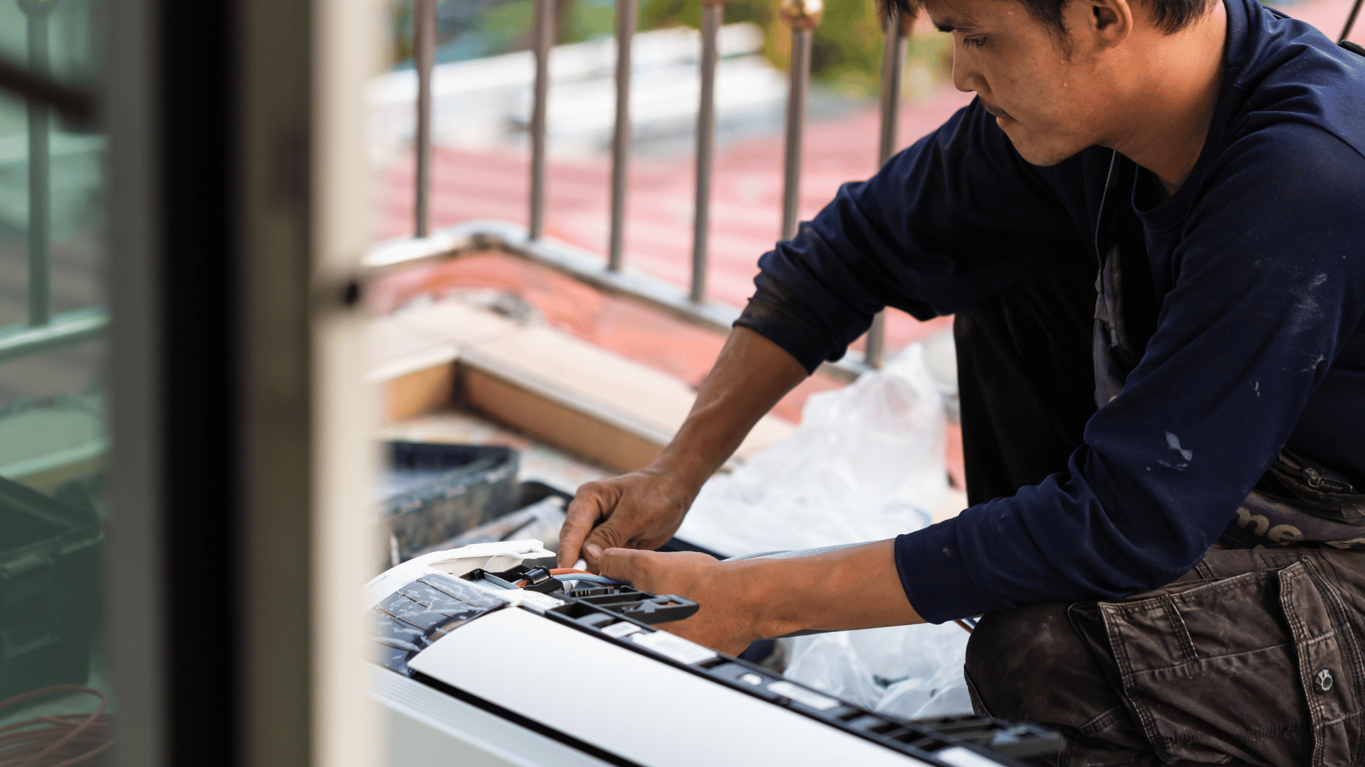Service worker greeting homeowner