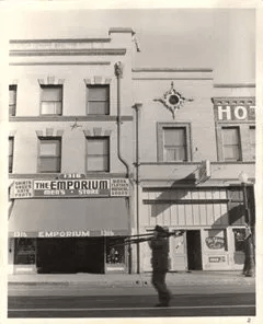 Black and white image of the company building — Bakersfield, CA — Emporium Western Store