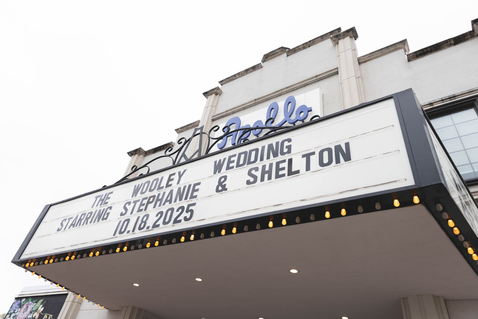Theater marquee announcing 