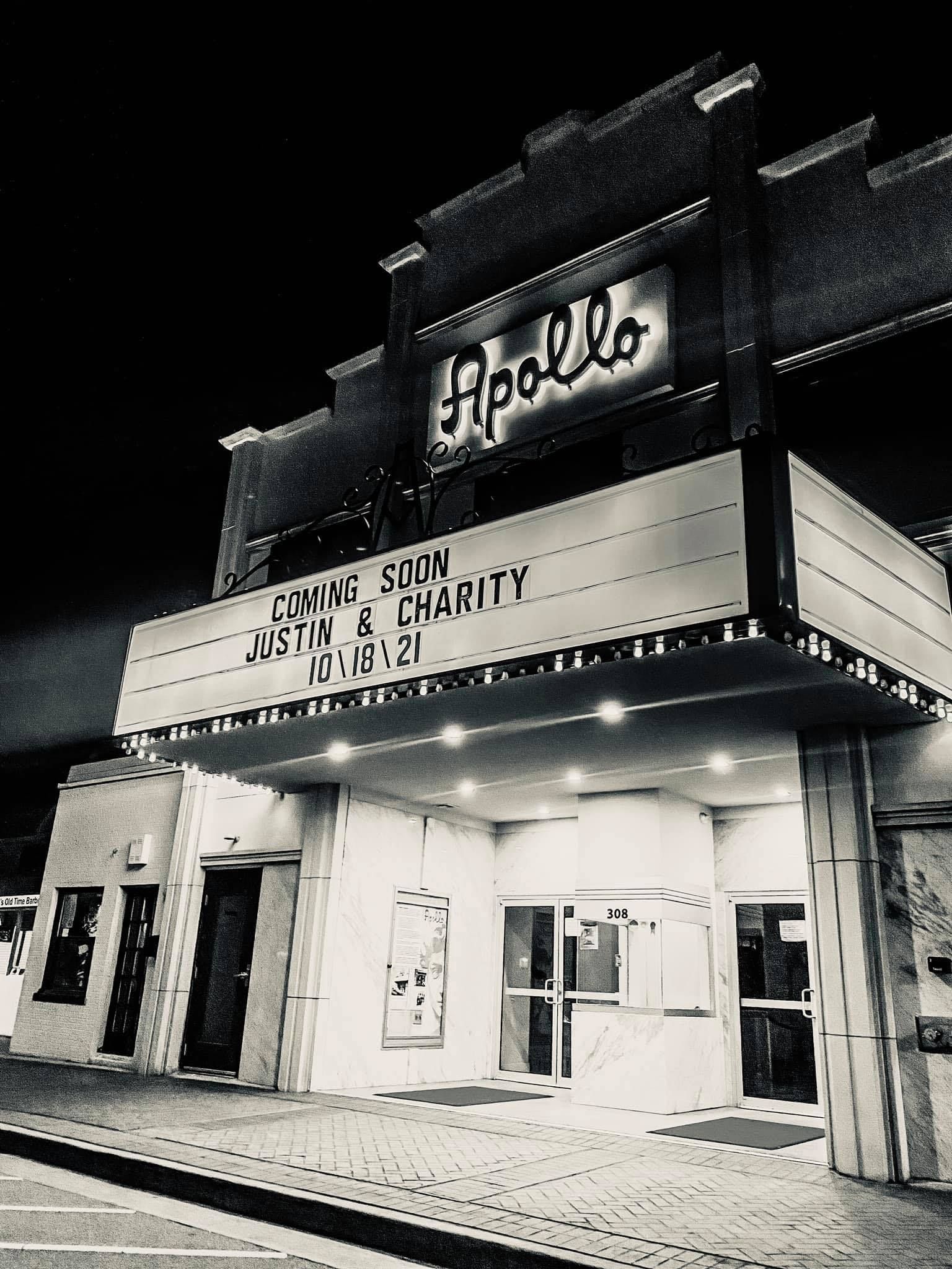 Apollo Theater at night with marquee, 