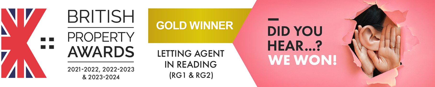 British Property Awards Gold Winner - Letting Agent in Reading (RG1 & RG2) 21/22, 22/23 & 23/24