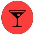 Red circle with a black martini glass icon.