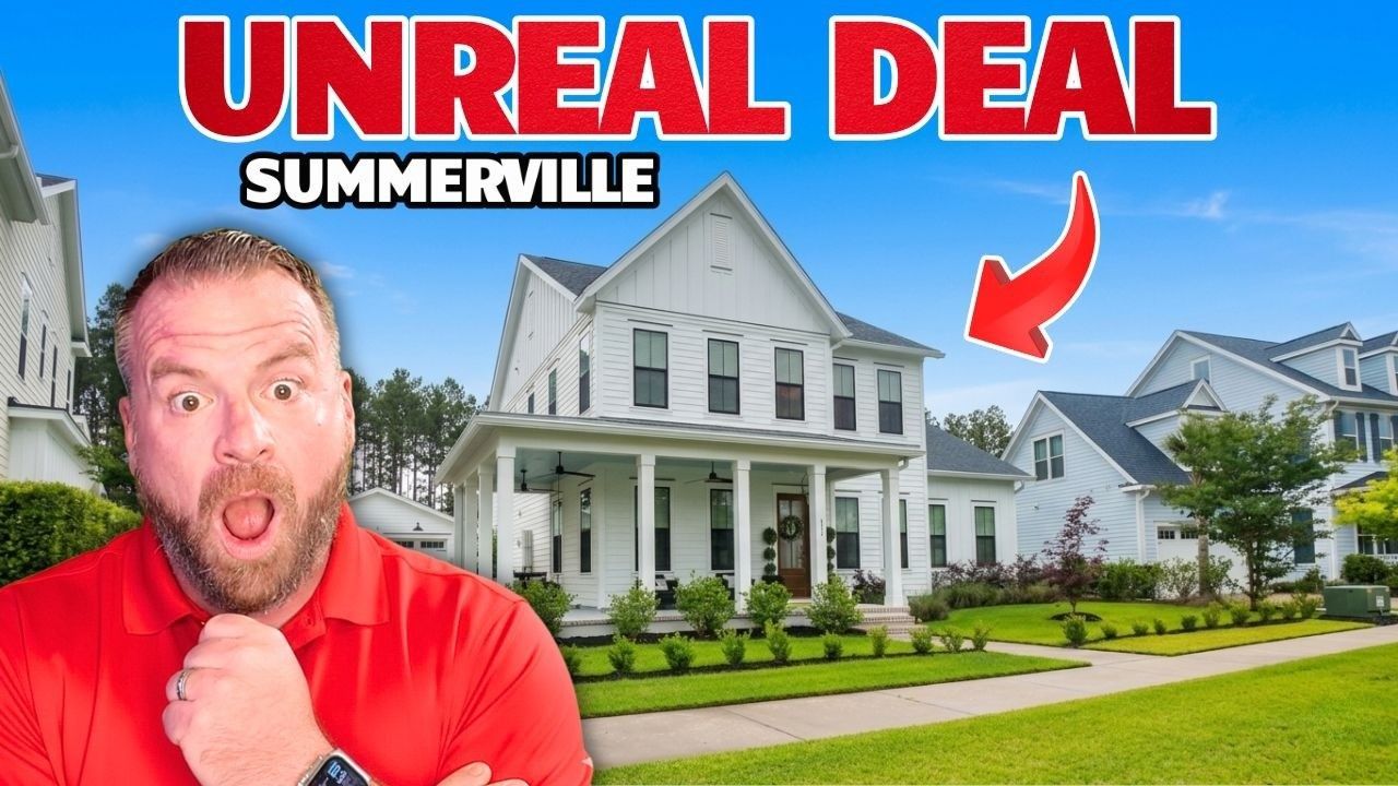 “UNREAL DEAL” text over a suburban house with a surprised man and red arrow in the foreground